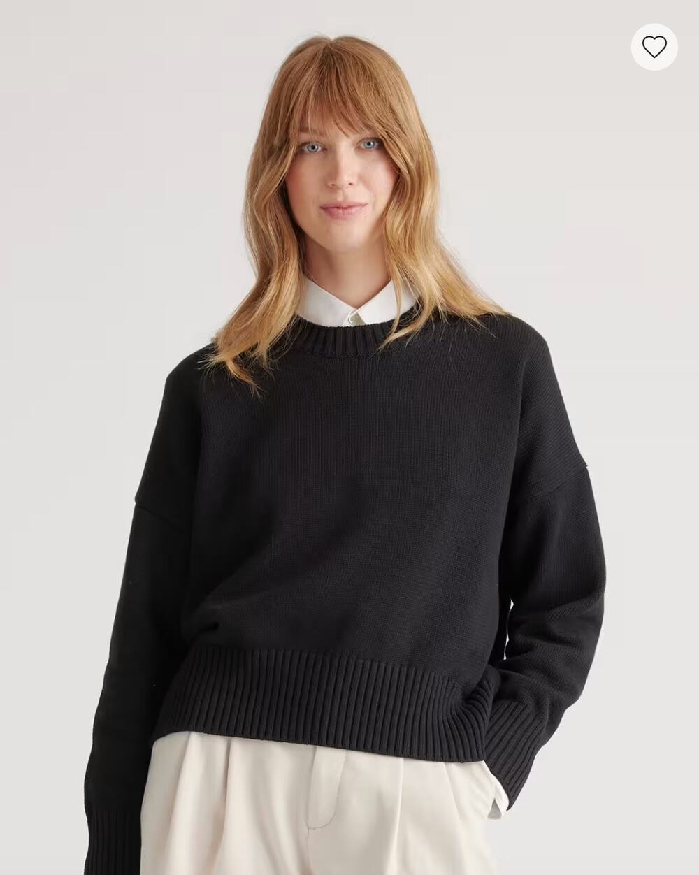 Quince Organic Cotton Women's Boyfriend Crew Sweater Size XL Black